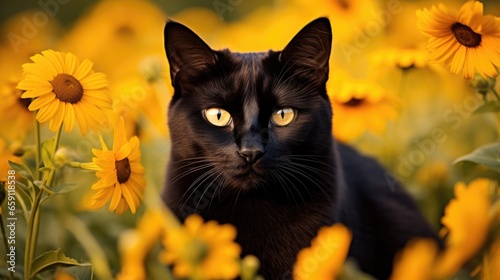 Black Cat's Sunflower Retreat