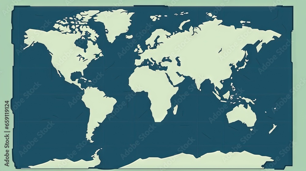 a blue and white world map on a light green background. generative ai a blue and white world map on a light green background. generative ai