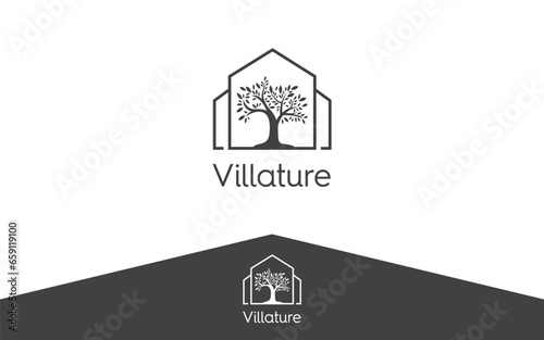 Villa nature modern logo vector