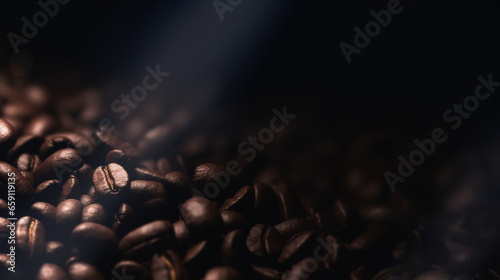 Coffee beans on a dark background. AI photo