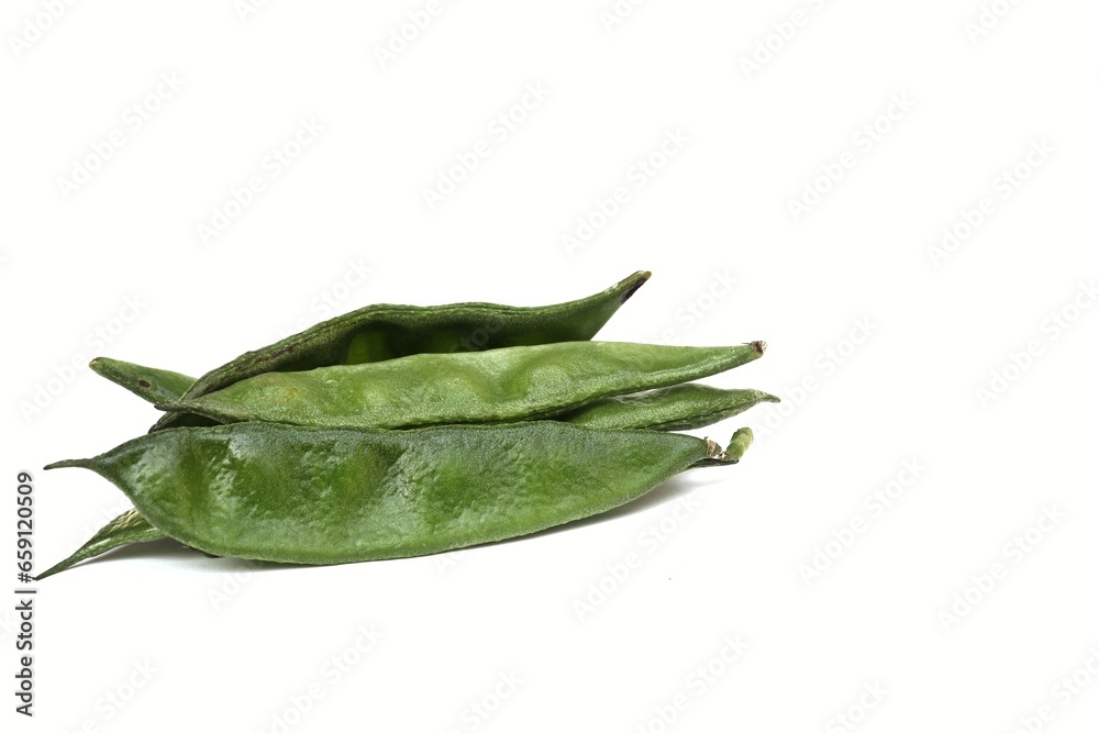 Lablab Bean or Hyacinth Bean Isolated on White Background with Copy Space, Also Known as Indian Bean