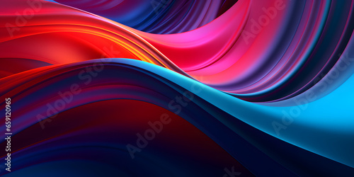Chromatic Gradient Waves: Hyper-Detailed Abstract Art in Dark Crimson and Sky-Blue Background
