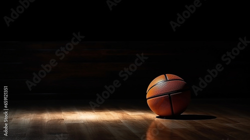basketball ball in a dark room
