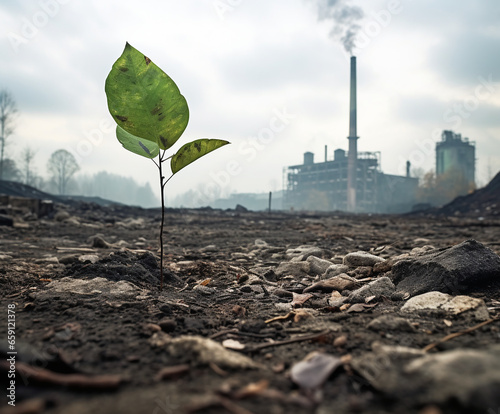 Environmental pollution from factory waste. Concept of ecology problem