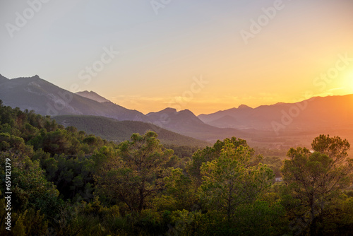 View of the northern part of the Sierra Espuña Regional Park, Region of Murcia at sunset