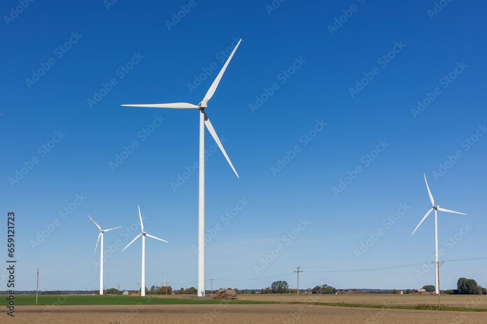 outdoor Landscape with windmills, concept - environmental energy