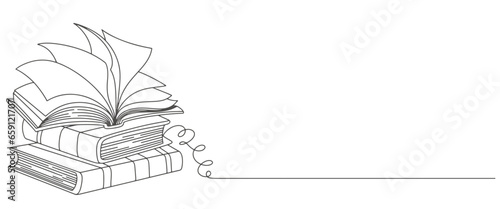 line art vector drawing Opened book. Education study and knowledge library concept. Book line art style Vector illustration