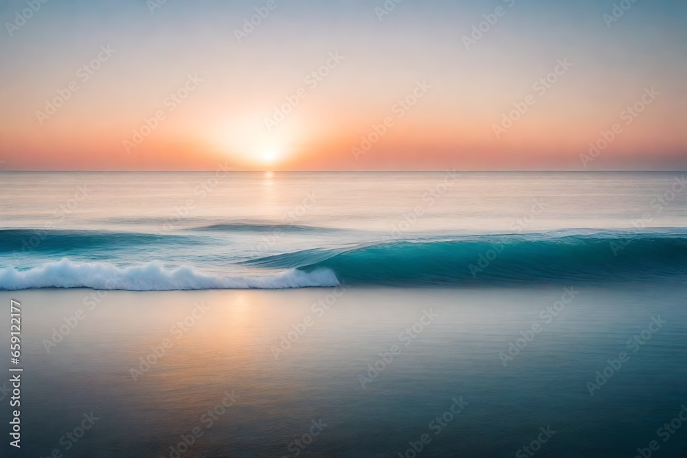 A serene horizon scene at dawn or dusk - AI Generative