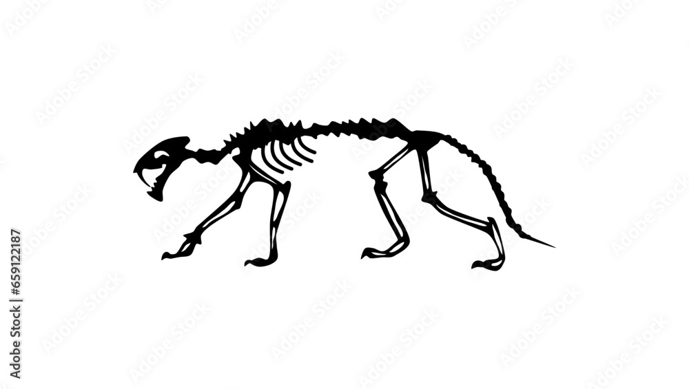 saber tooth tiger skeleton silhouette saber tooth tiger skeleton silhouette