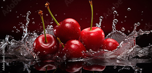 cherries in water splash