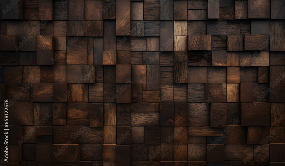 Rich Wooden Parquet Pattern Background, wooden parquet pattern with a play of light and shadow emphasizing the texture and depth of the wood grain - obrazy, fototapety, plakaty 