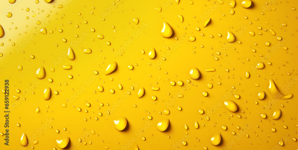 small drops are scattered on the yellow surface small drops are scattered on the yellow surface
