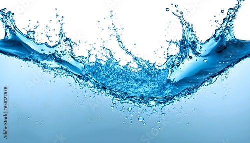 A blue water splash with a white background