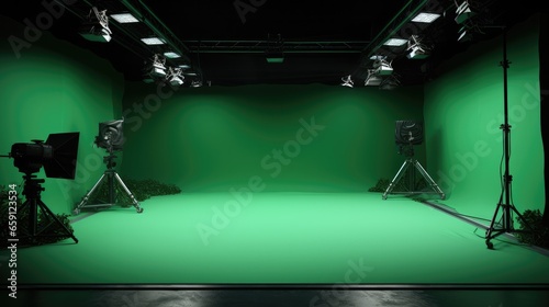 A green screen in modern movie-studio.