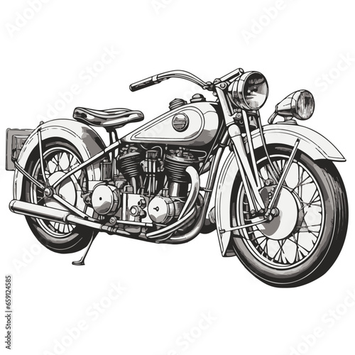 Old fashion vintage motorcycle isolated on white background