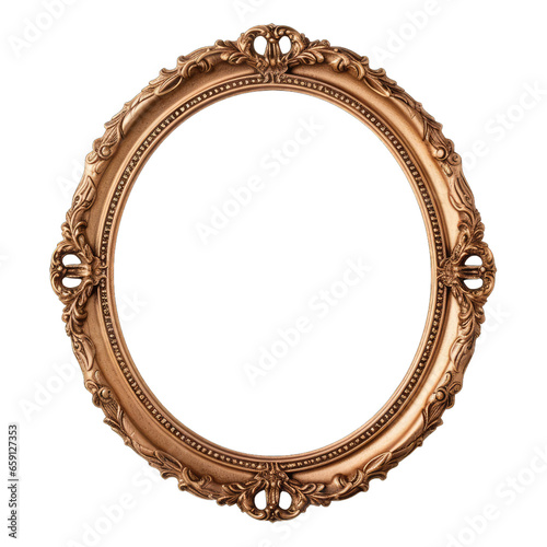 Old baroque style round frame mock up: Antique round oval gold picture frame for artwork isolated on transparent background for painting, art, wall art, photo, image, Generative AI © Only Best PNG's