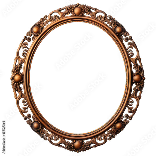 Antique round oval gold picture frame for painting, art, wall art, artwork, photo, image, picture: Old baroque style round frame mock up isolated on transparent background, Generative AI © Only Best PNG's