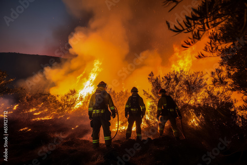 Firefighters battling fires caused by rocket attacks during Israeli military operations 