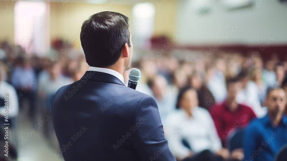 a businessman from behind giving a speech a businessman from behind giving a speech