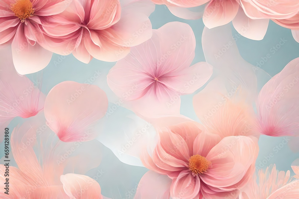 An enchanting wallpaper reminiscent of floating flower blossoms - AI Generative An enchanting wallpaper reminiscent of floating flower blossoms - AI Generative