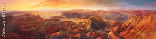 illustration, sunset over the mountain, website header