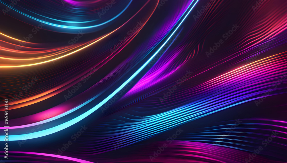 Abstract colorful neon background with glowing lines and waves. 3D rendering. Vector illustration Abstract colorful neon background with glowing lines and waves. 3D rendering. Vector illustration