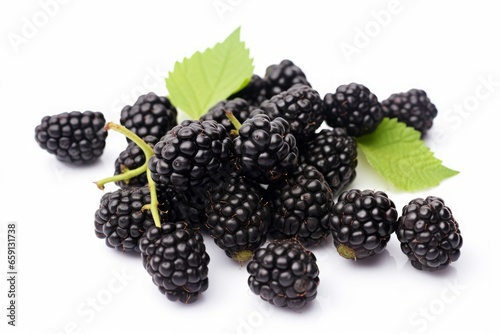 Appealing Fresh black mulberries. Diet food. Generate Ai