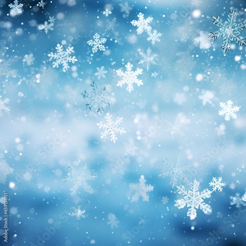 Beautiful winter background with snowflakes flying around © Benni