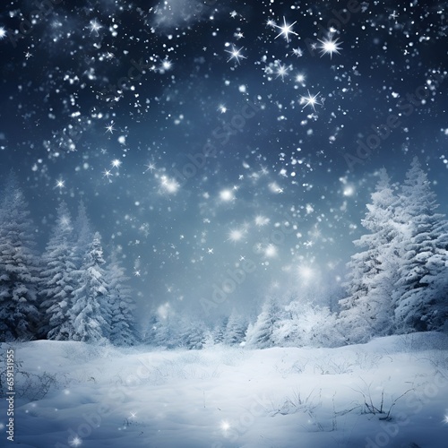 Beautiful winter background with snowflakes flying around © Benni