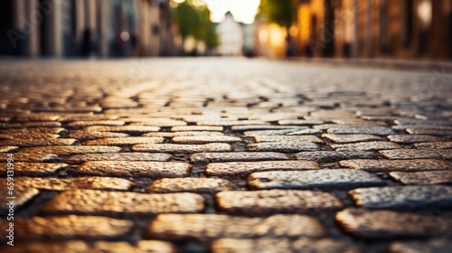A picturesque stone pathway made of cobblestones and bricks, a testament to architectural heritage, creating a textured background for urban scenes