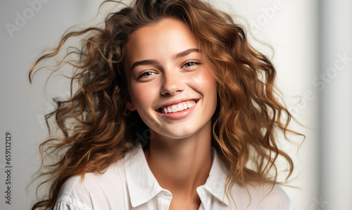 Fresh-Faced Beauty: Young Woman Showcasing Dental and Skincare Radiance