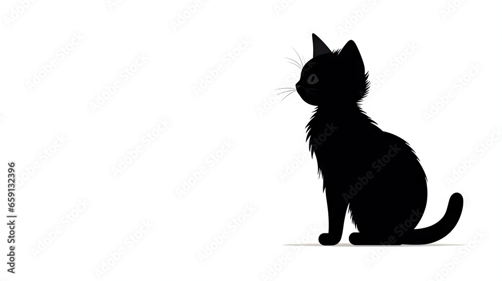 a black cat is sitting down and looking at the camera.  generative ai