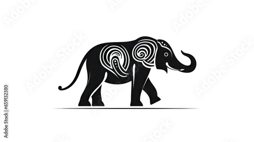  an elephant with a spiral design on it s back.  generative ai