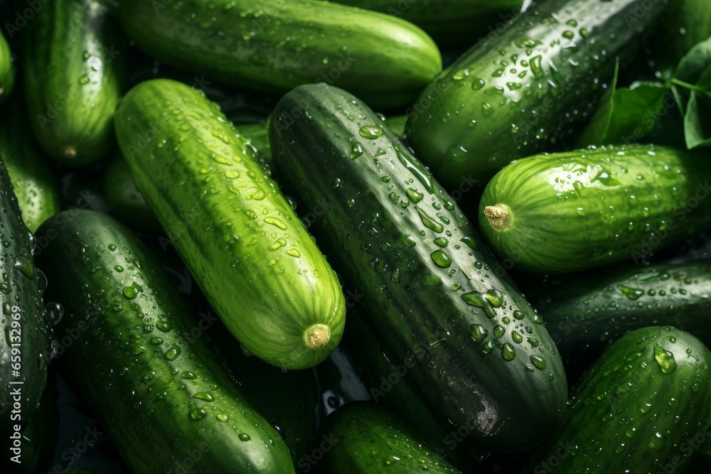 Fresh green cucumbers. Plant salad food. Generate Ai Fresh green cucumbers. Plant salad food. Generate Ai