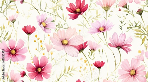  a bunch of pink and red flowers on a white background. generative ai