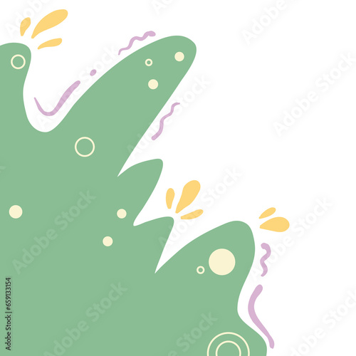 green liquid fluid abstract corner border frame memphis style design illustration