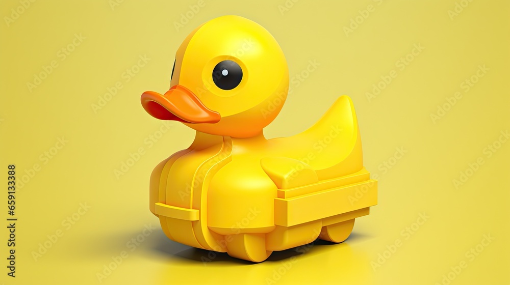 a yellow rubber duck sitting on top of a yellow surface. generative ai a yellow rubber duck sitting on top of a yellow surface. generative ai