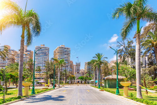 Modern district of Alexandria, buildings in the Montazah Park, Egypt © AlexAnton