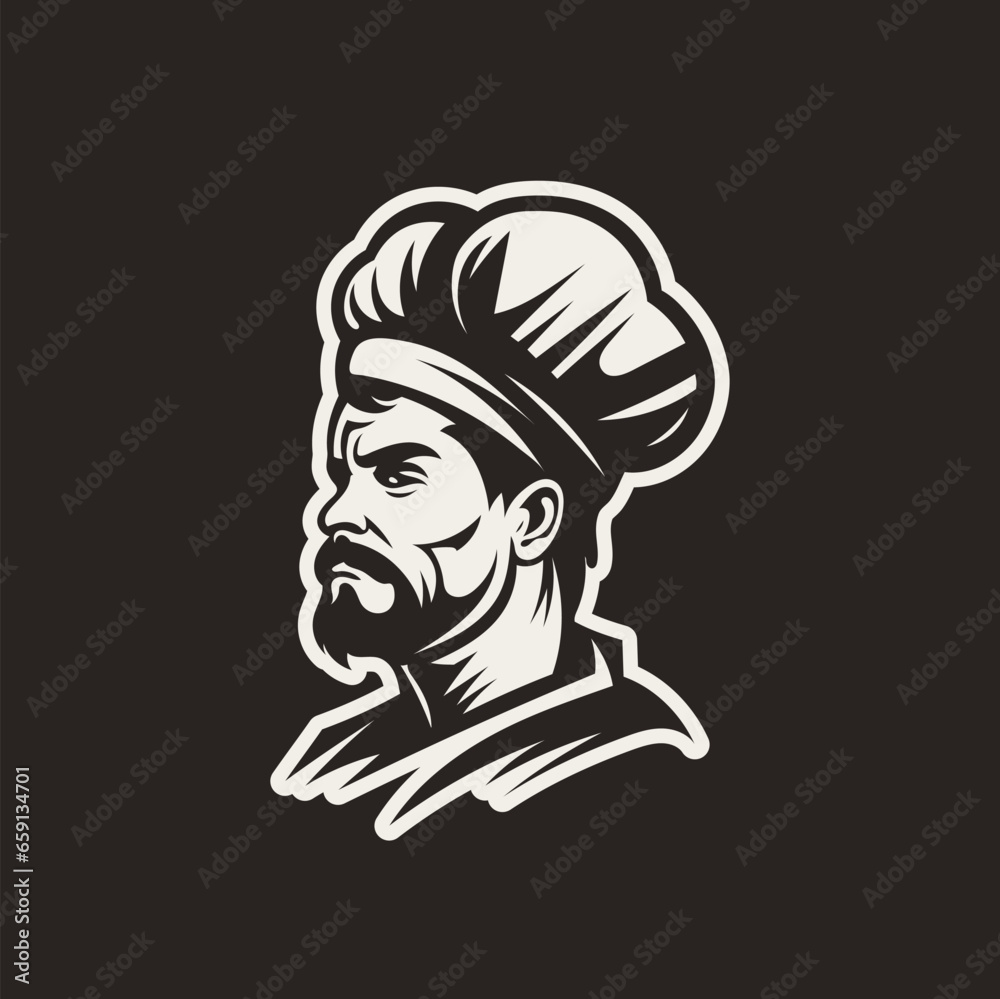 Chef head logo. Vector illustration