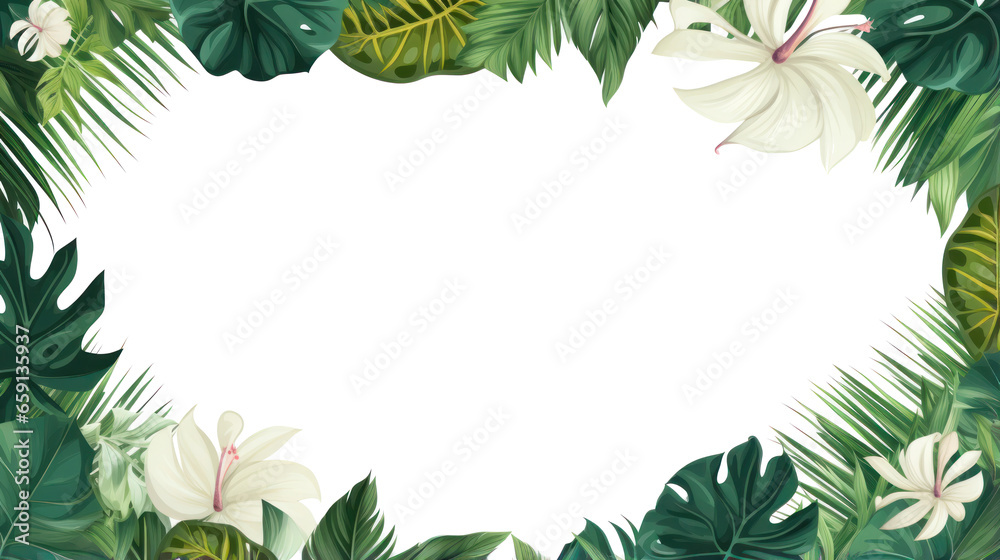 Tropical foliage border with space for text