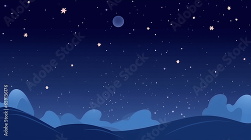 A cartoon vista of a dark heavens dotted with luminous stars. © ckybe