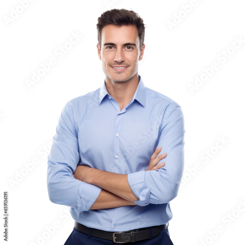 Handsome business man in blue shirt isolated © olegganko