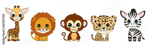 set of cartoon safari animal