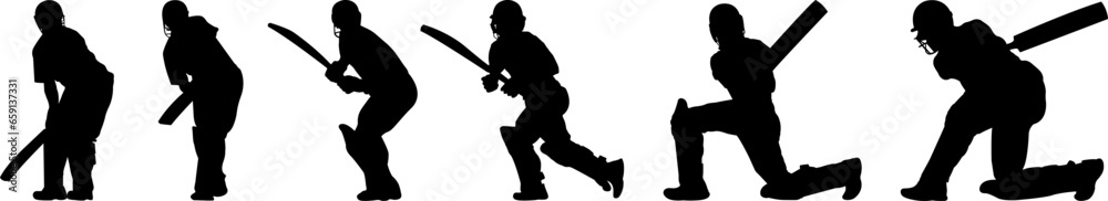 Cricket Batsman, Bowler Silhouettes Elements
Cricket Batsman, Bowler Silhouettes Elements