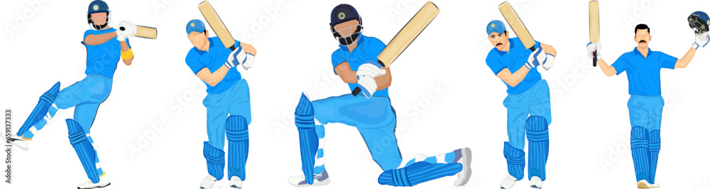 
Cricket Batsman, Bowler Silhouettes Elements

