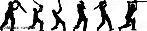  Cricket Batsman  Bowler Silhouettes Elements 