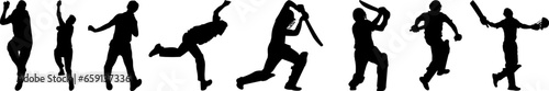 
Cricket Batsman, Bowler Silhouettes Elements
