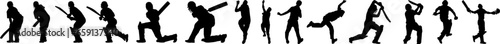 
Cricket Batsman, Bowler Silhouettes Elements
