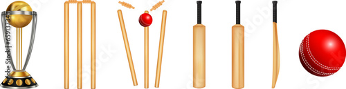 Fotografie, Tablou Cricket Batsman, Bowler Silhouettes Elements