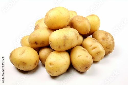 Unblemished Fresh potatoes. Raw organic group. Generate Ai